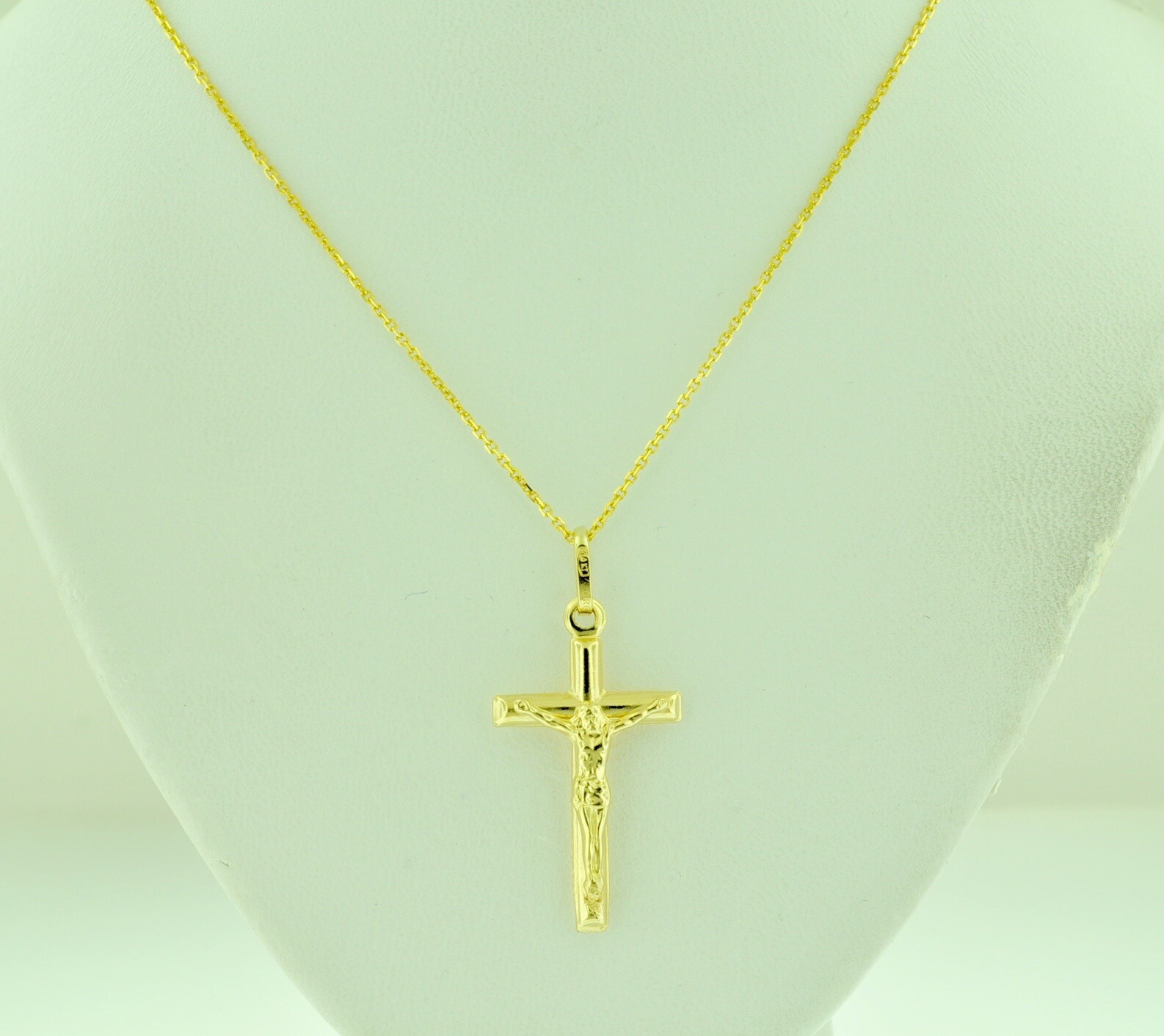 14k solid yellow gold JESUS CHRIST cross pendant #6251 crucifix 1.30gr h3jewel