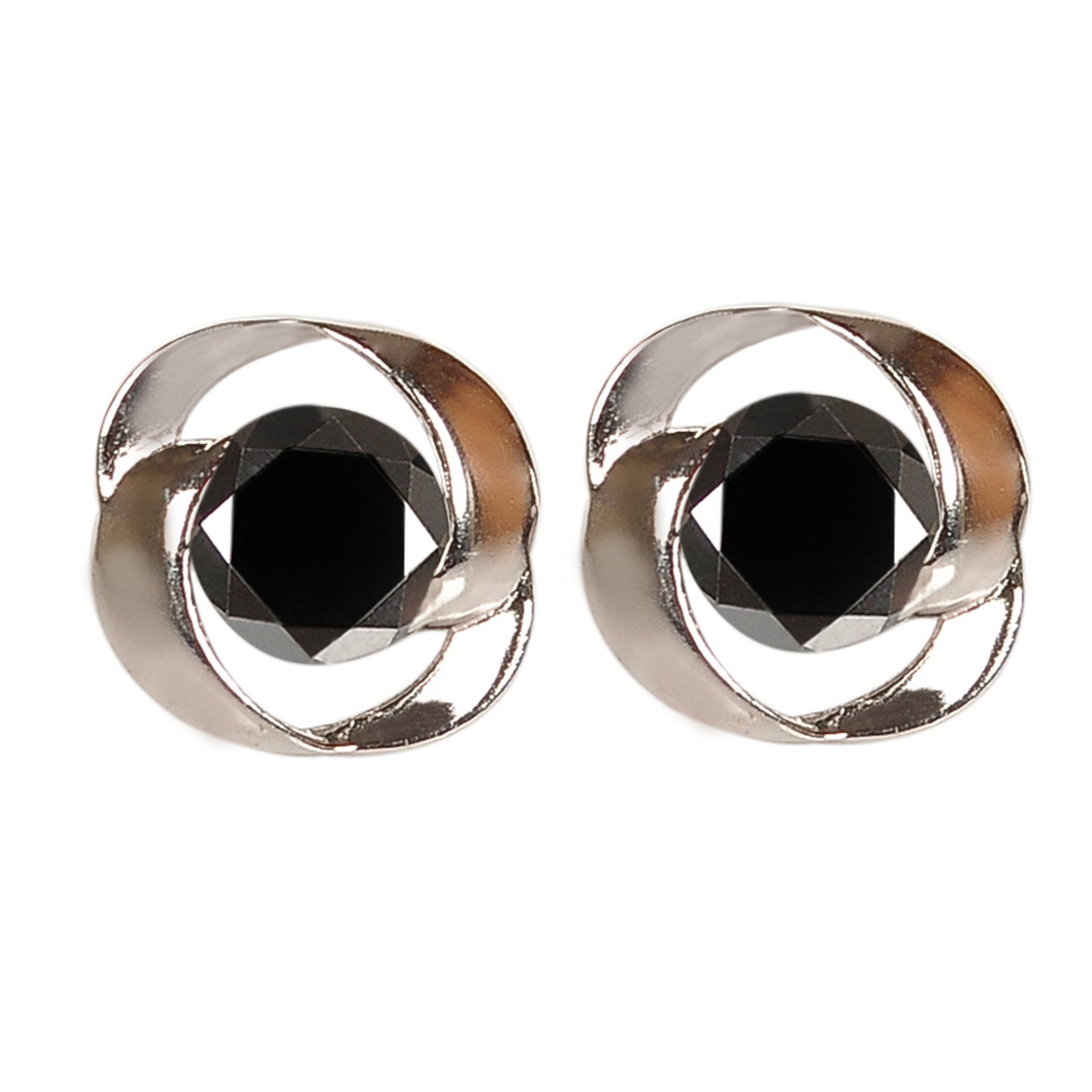 4.00 Cts. 100% Natural Jet Black Diamond Studs In 925 Silver -Tariffs Free
