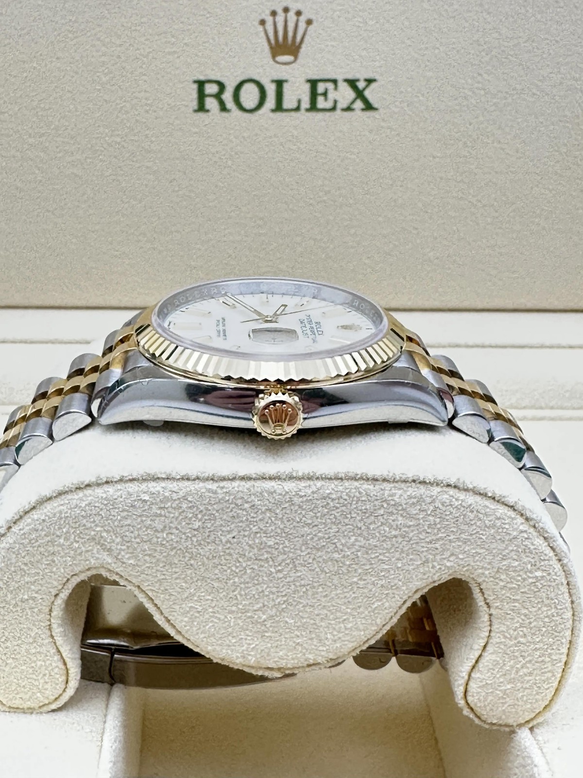 Rolex Datejust 36 126233 18K Fluted White Dial Jubilee Box Papers FULL STICKERS