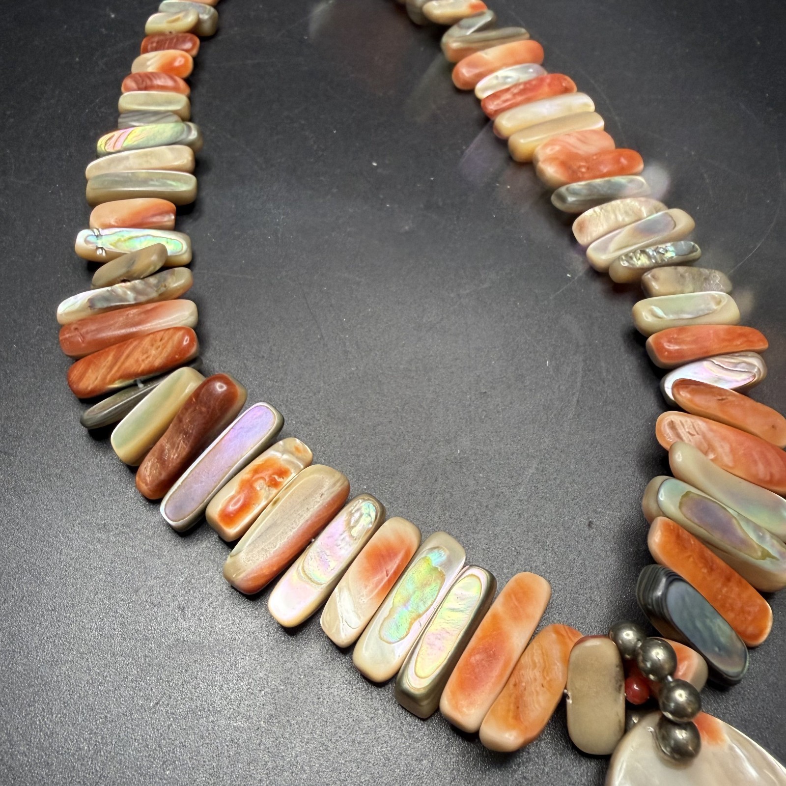Silpada Red Abalone Shell Necklace 925 Sterling Silver Reversible Pendant N1046