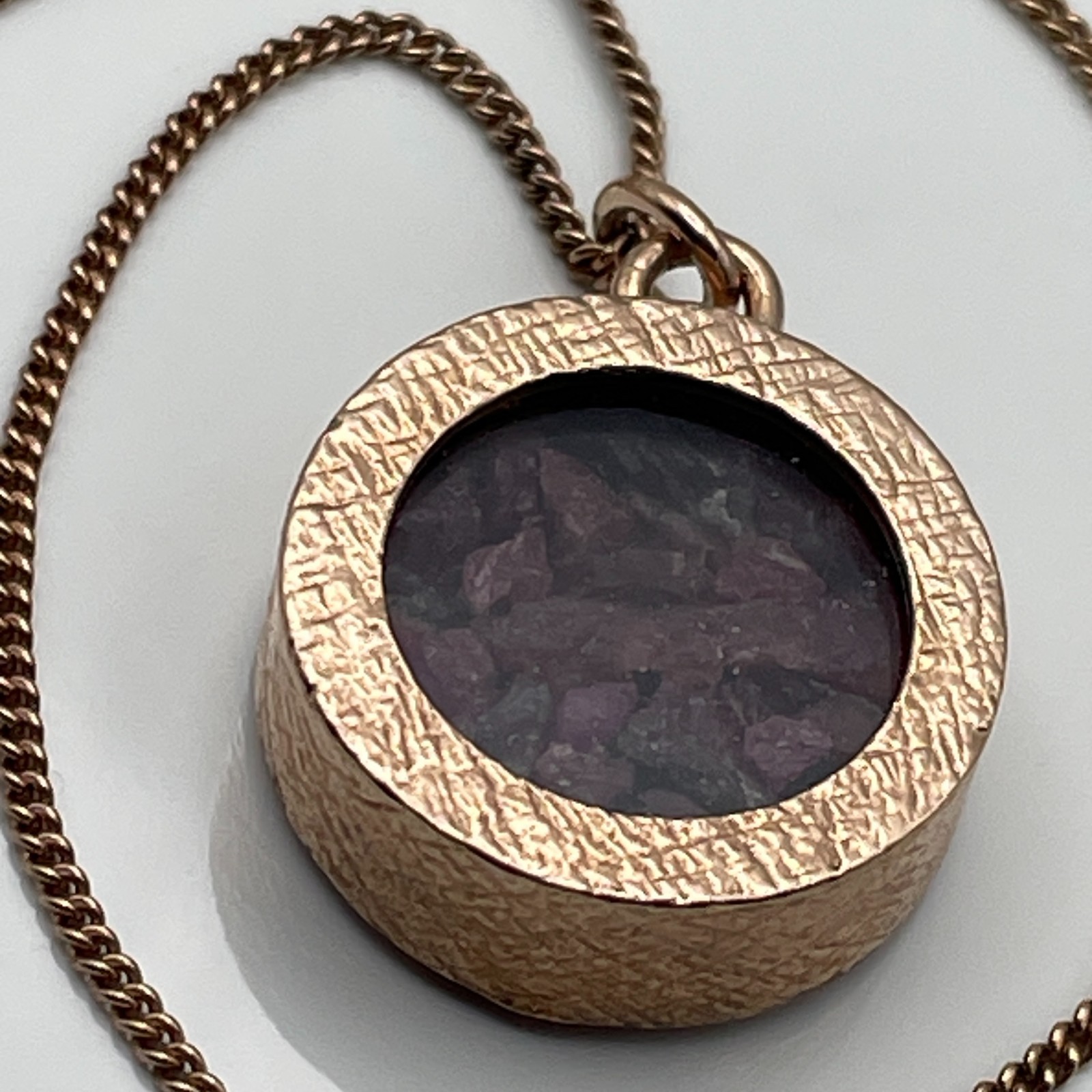 Rose gold on sterling silver/ruby amulet pendant and ‘925’ chain necklace 10.26g