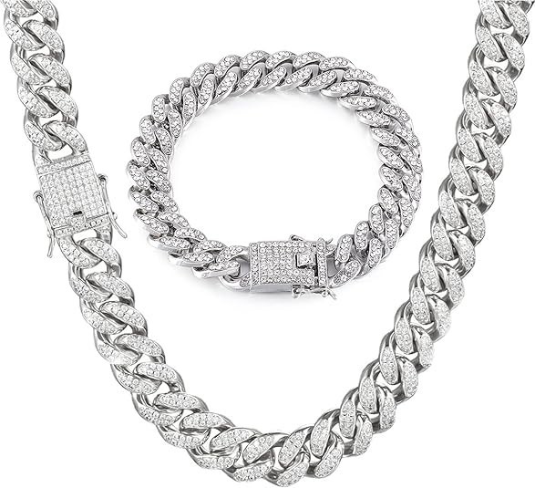 Cadenas de Titanium en Plata 925 Para Hombre Mujer Unisex Cadena Cubana Joyería