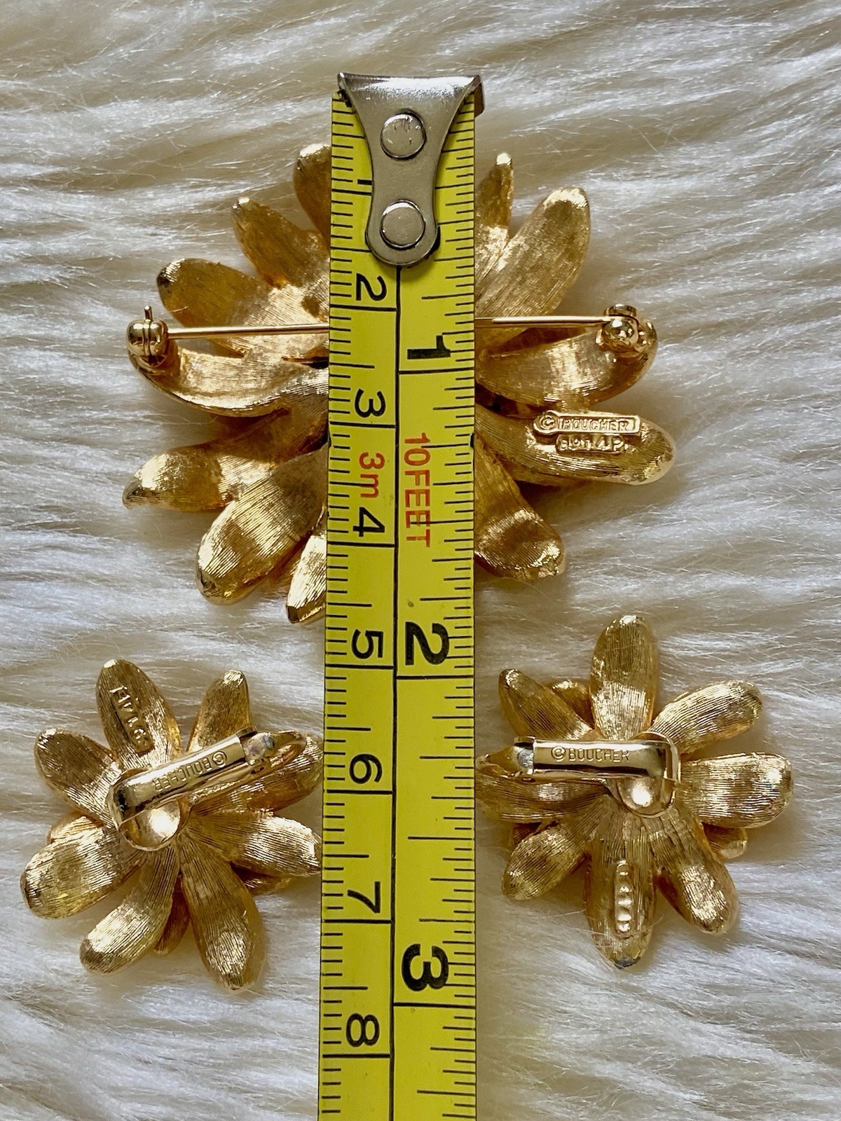 RARE Vintage MARCEL BOUCHER Cultured Pearl Flower Brooch & Earring Set