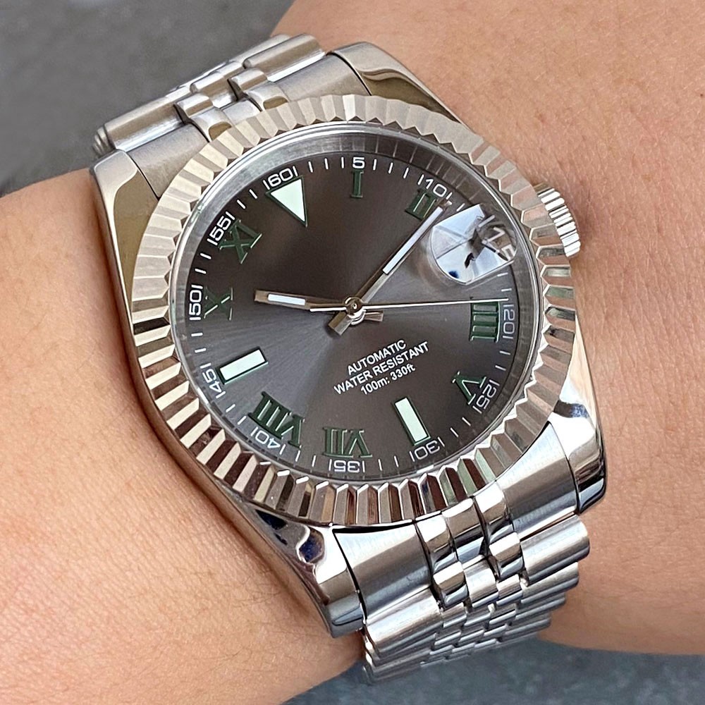 Tandorio 36/39mm Sapphire Gray Roman Dial 20ATM Automatic NH35A PT5000 Men Watch