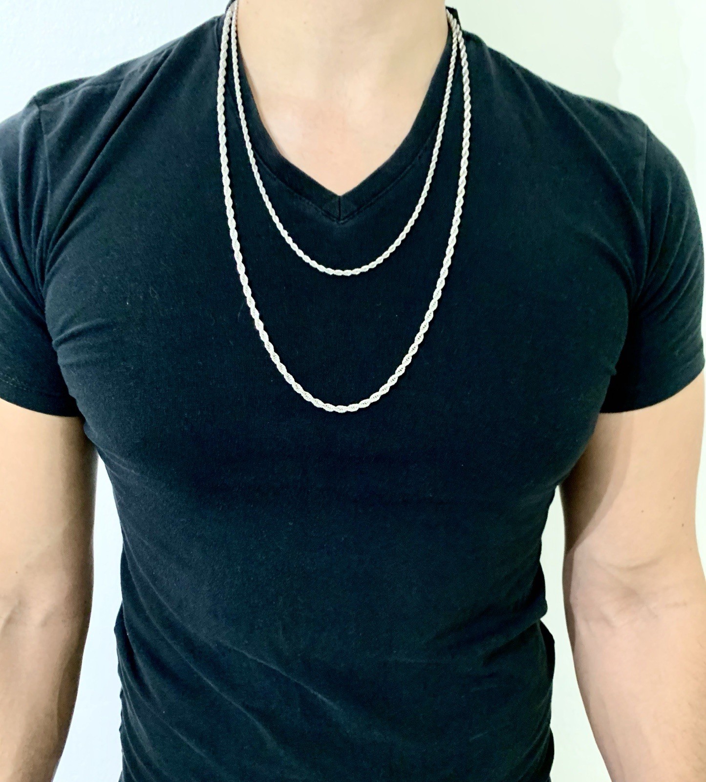 18K WHITE GOLD Men Women 4MM ROPE CHAIN 30” MADE IN ITALY *LIFETIME WARRANTY*