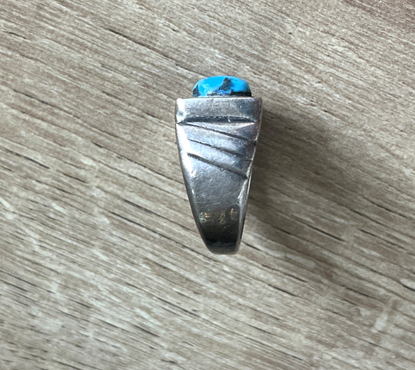 Vintage Southwestern BLUE TURQUOISE & RED CORAL Ring-Size 10-VERY NICE!!