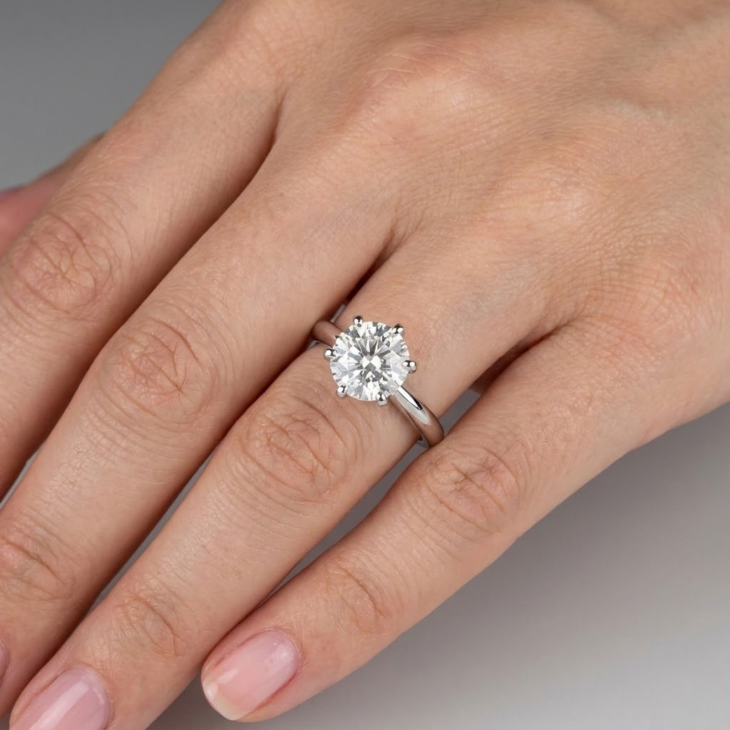Classic Solitaire Engagement Ring 14K Gold 3.03 CT Round Lab-Grown Diamond F SI2