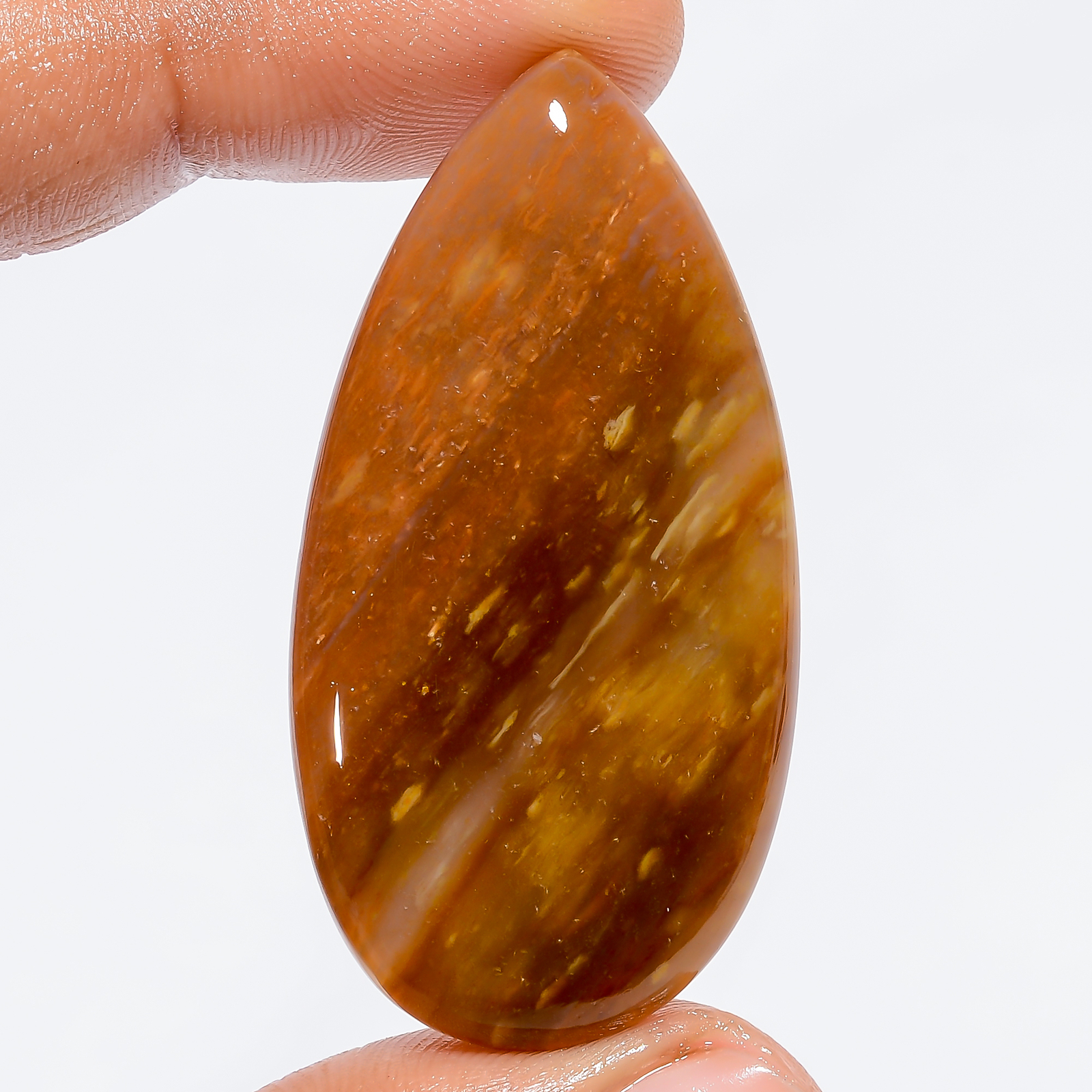 Natural Polka Dot Agate Pear Shape Cabochon Gemstone 50.5 Ct 45X22X5mm EE-50124