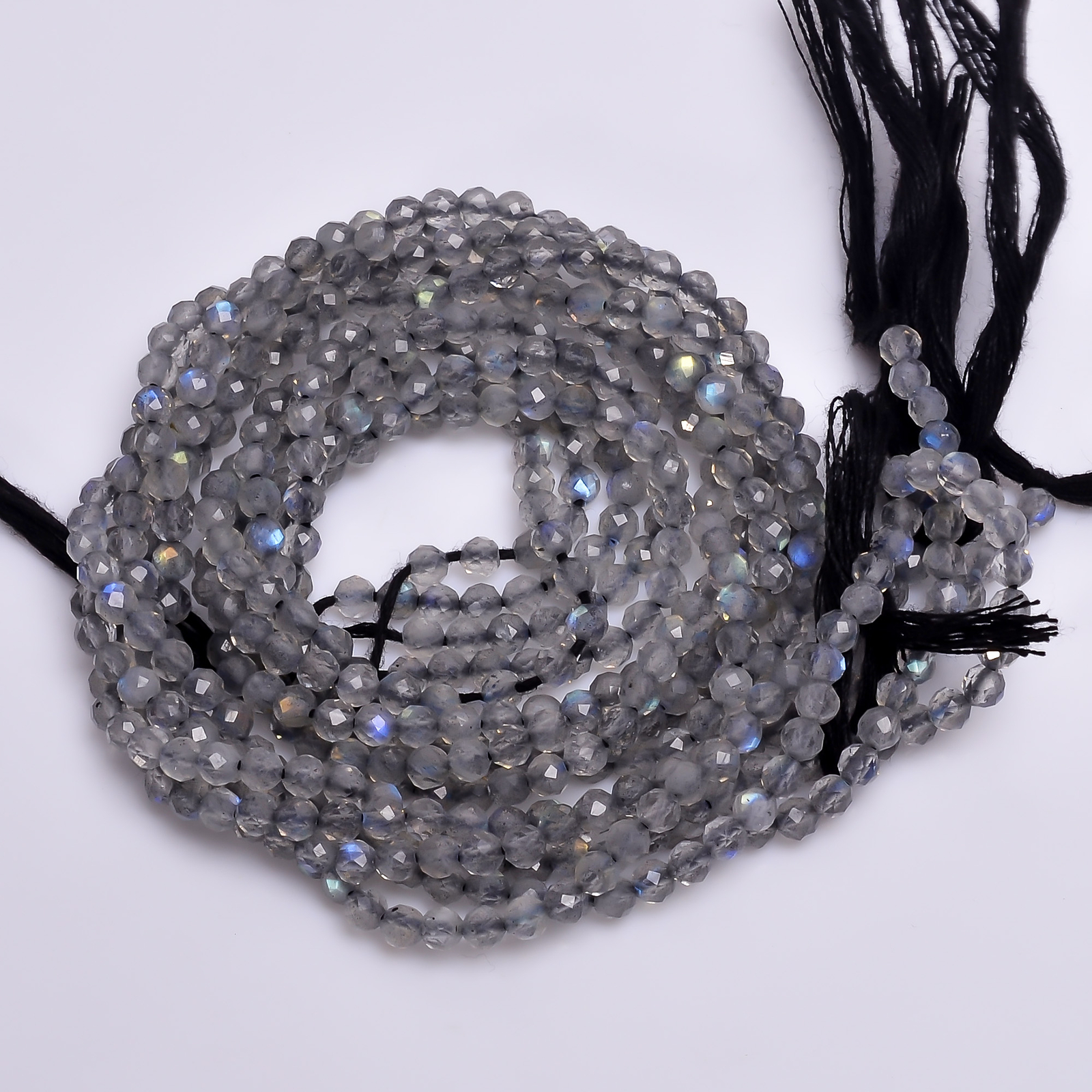 100% Natural Labradorite Gemstone Round Faceted Beads 3X3 mm Strand 13″ EB-240