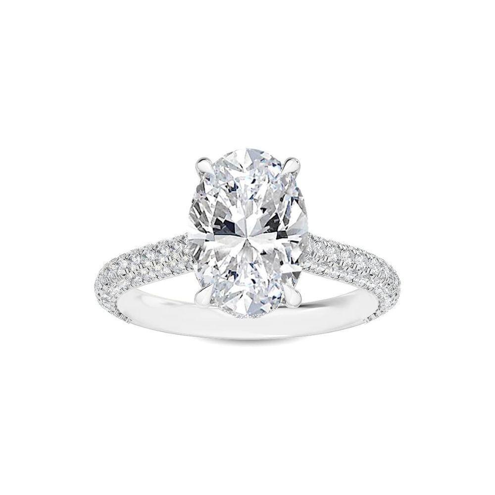 EF-VS1 1 2 3 CT Oval Lab Grown Diamond Halo Split Band Design Ring 14k Gold