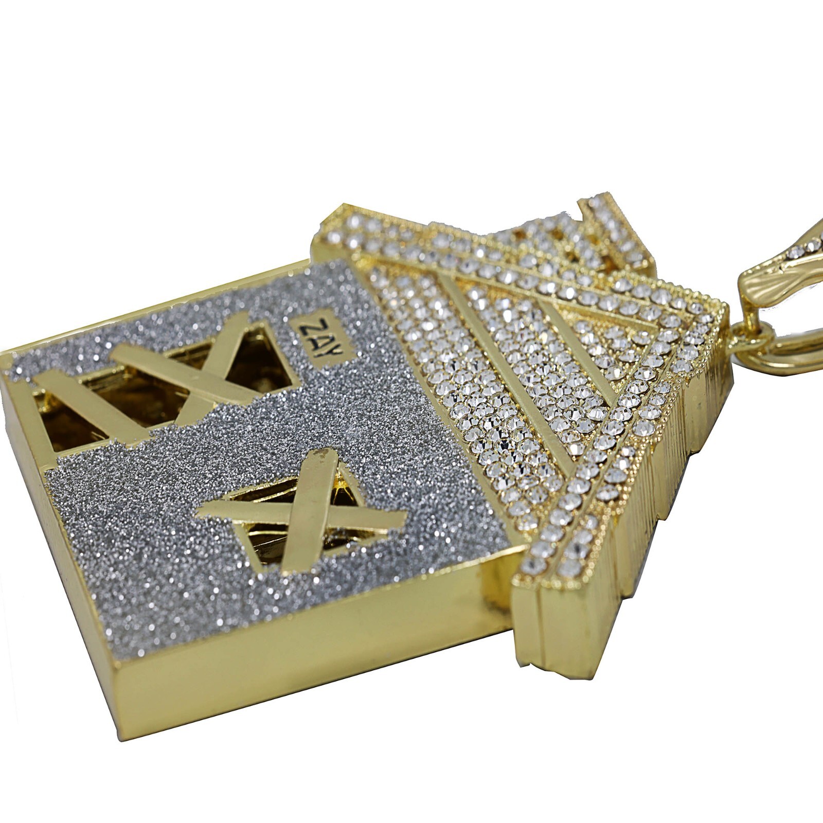 Cubic-Zirconia House Trap Pendant stardust 36″ Rope Chain Jumbo Gold Plated