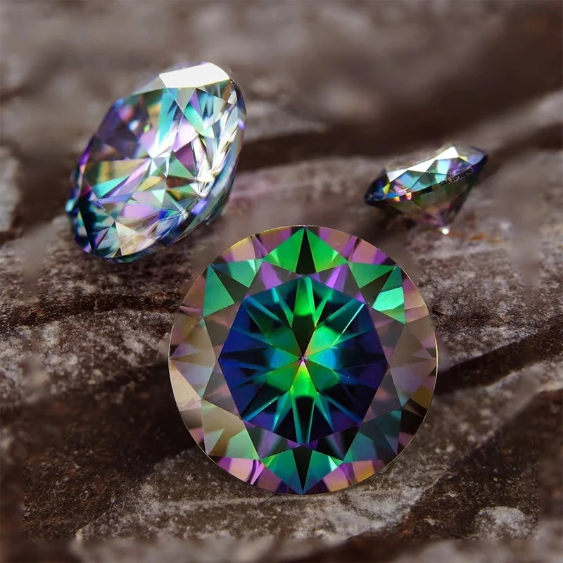 2-20CT AB Blue Raibow Blue Green Purple Moissanite Loose Stone Gemstone with GRA