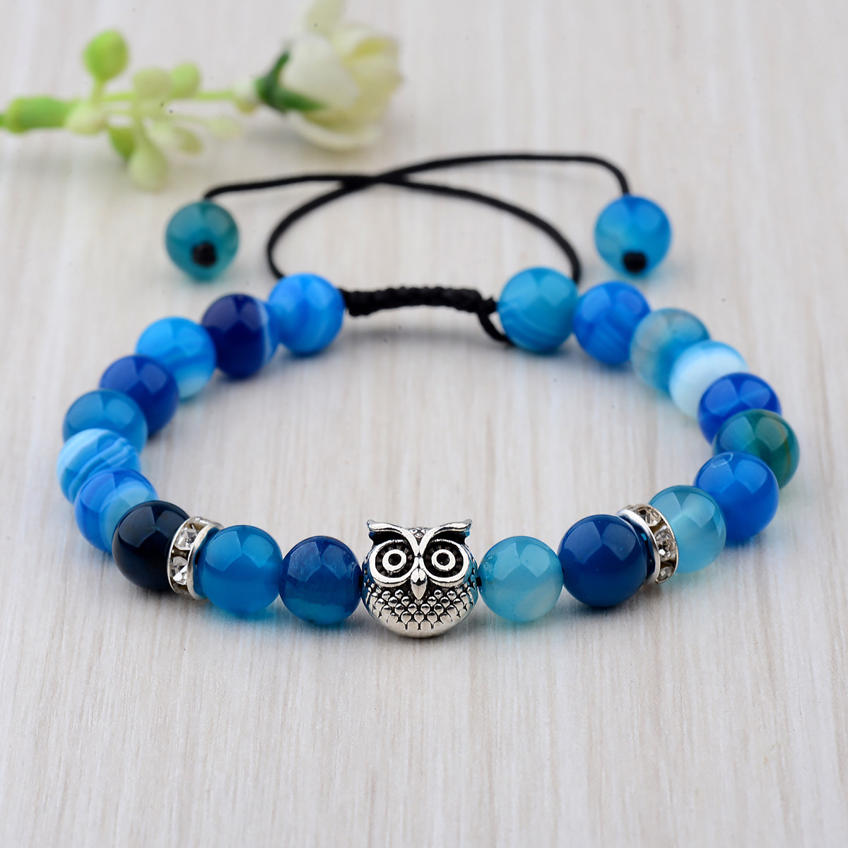 Men Women 8mm Natural Round Gemstone Bead Handmade Beads Bracelets Charm Jewelry
