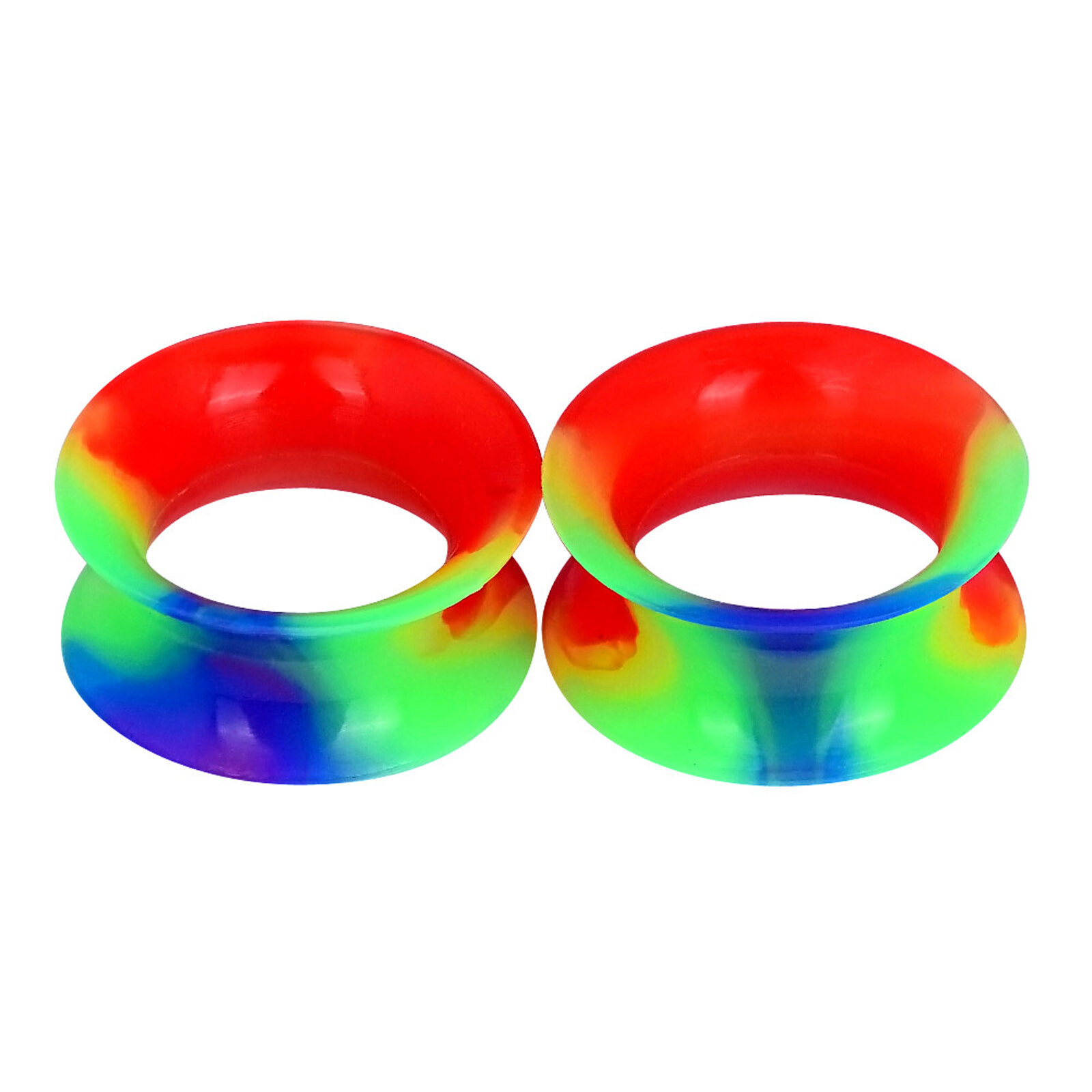 16PCS Colorful Ear Tunnel Soft Thin Silicone Ear Gauge Ear Plug Plug Set 2g-3/4″