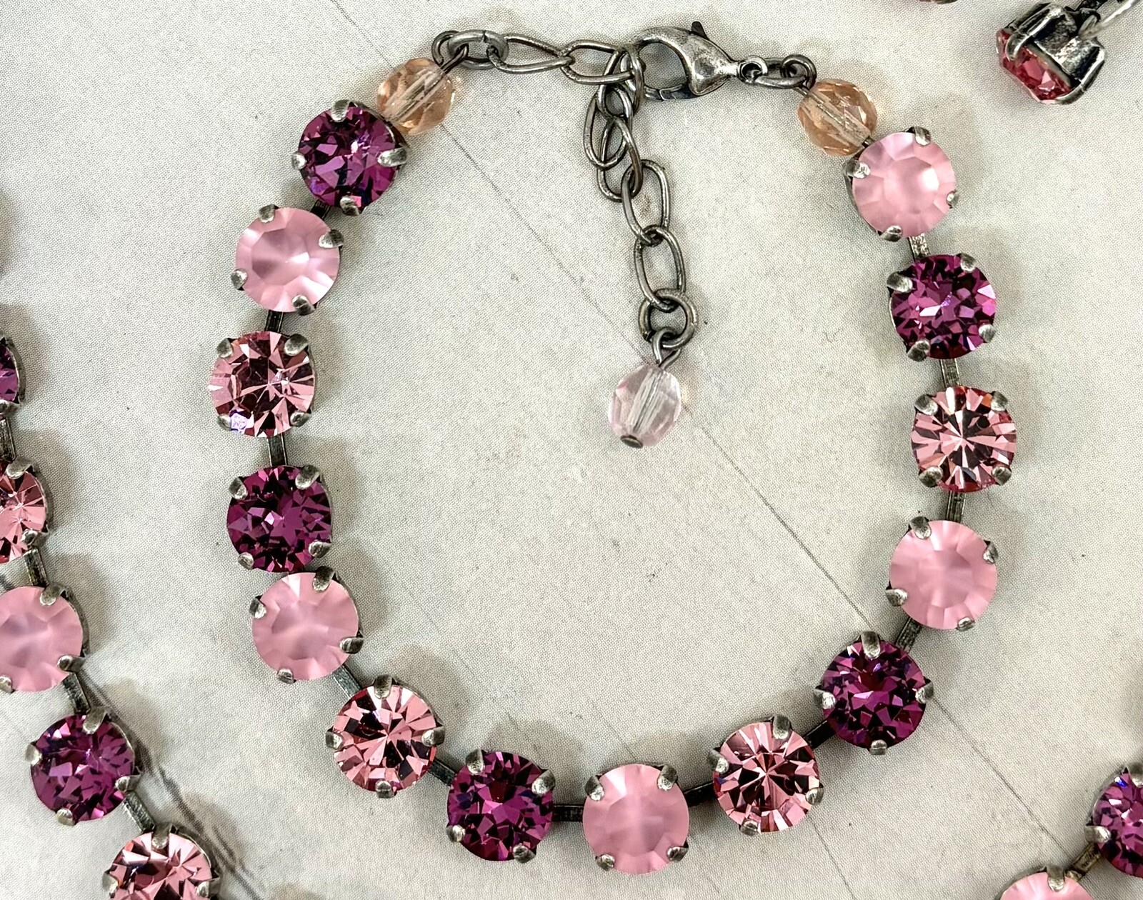 Frosted DARK PINK Cup Chain Bracelet made with Dark Pink Austrian Crystals
