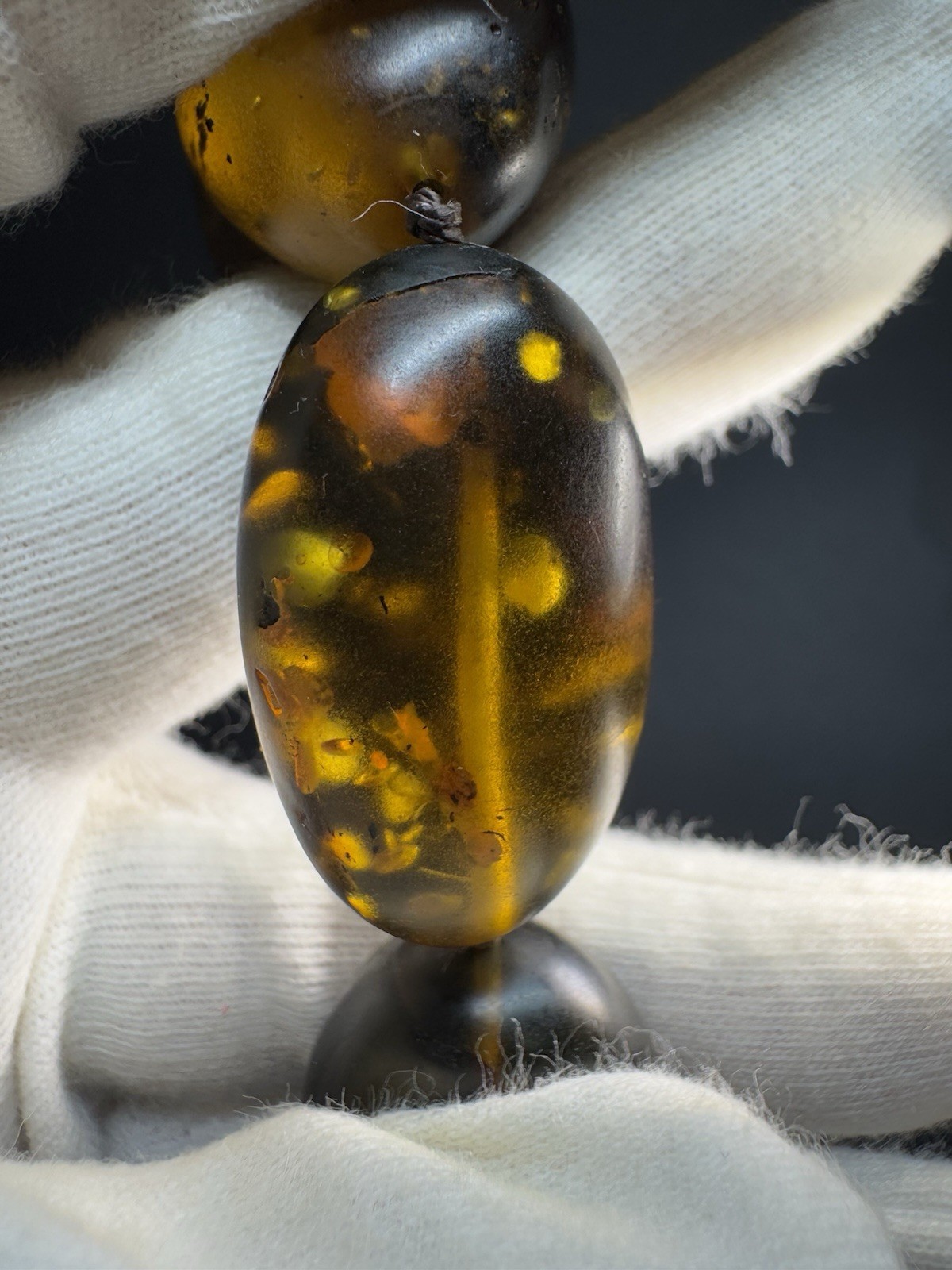 Natural Baltic Amber Necklace, Large Dark Cognac Honey Amber Oval Beads 94g 55cm