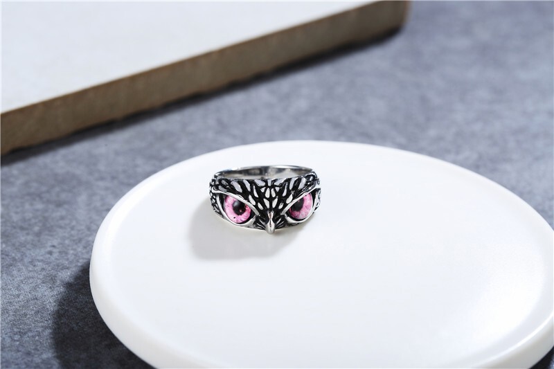 Eye Owl Finger Ring Men Women Retro Animal Stainless Steel Teen Boy Girl Jewelry