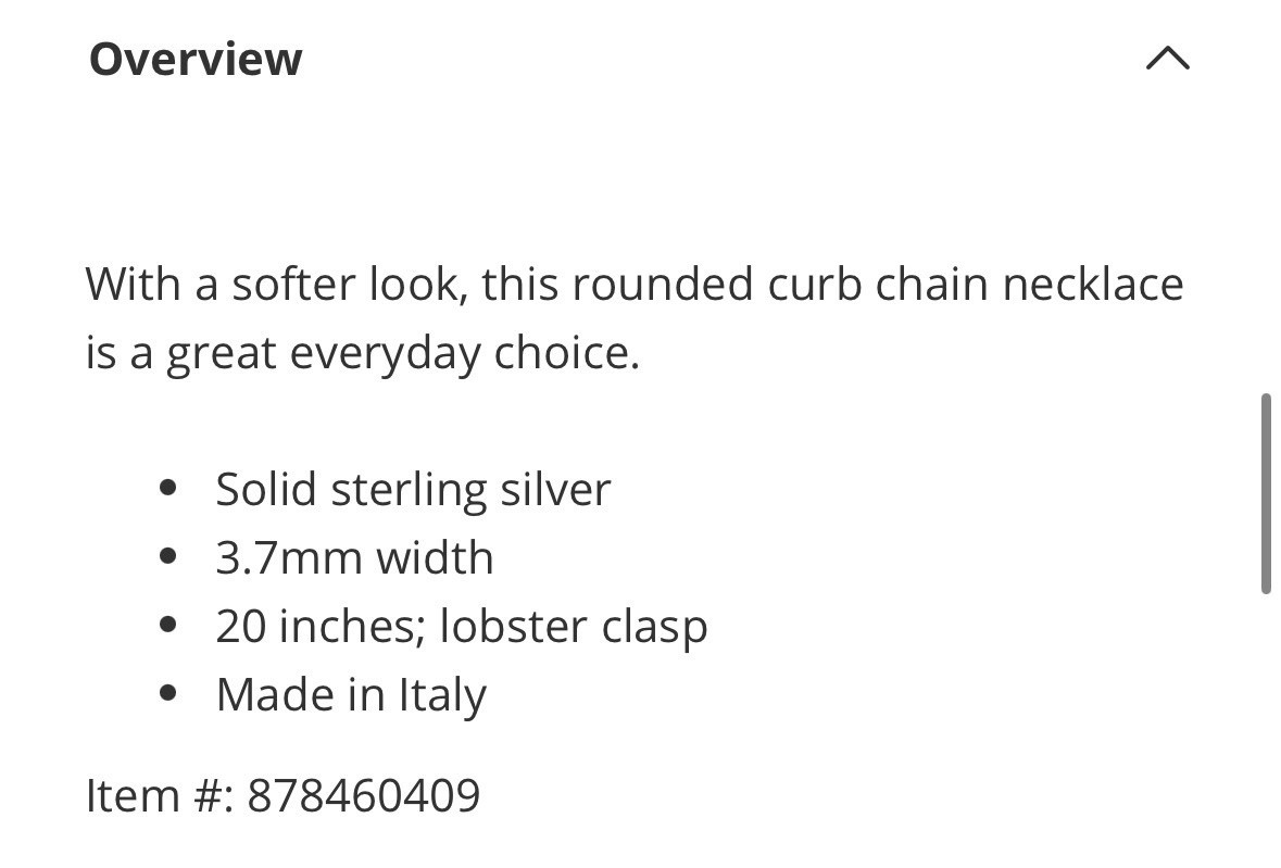 Kay Jewelers 3.7mm Round Curb Chain Necklace Solid Sterling Silver 20 Inch
