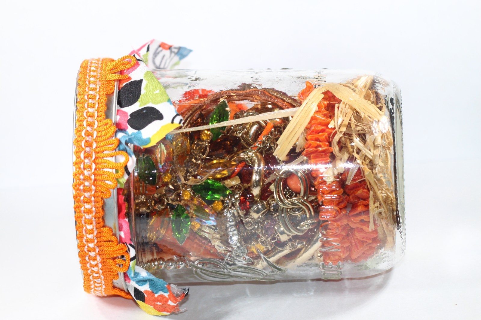 1 Pint Mystery Jewelry Jar- All Wearable – Hand Picked – Orange theme NICE
