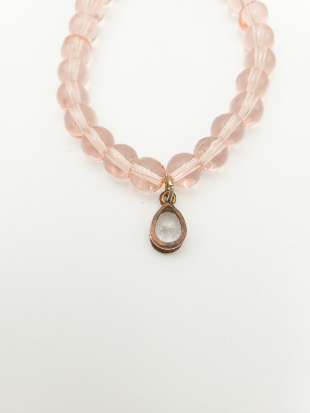 Alexa’s Angels Pink Glass Bread stretch Bracelet W Charm