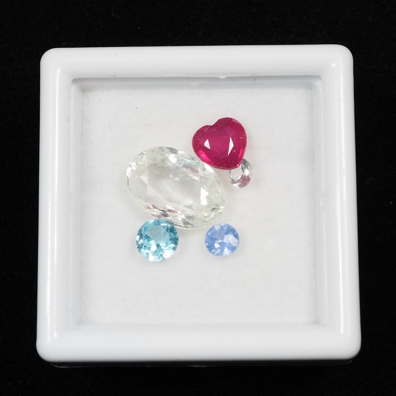 White Zircon & Red Ruby & Gemstone Mix Color & Cut Gemstones Lots 4.35 Ct