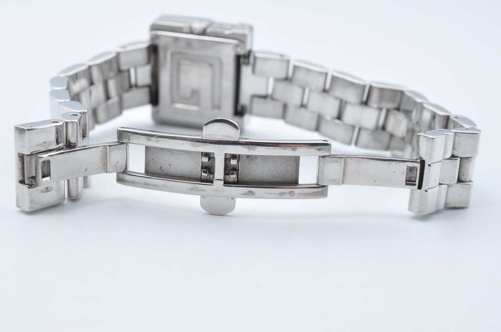 GUCCI 3600L Bezel G Face Quartz Square Silver Watch Women Analog Auth w-1202