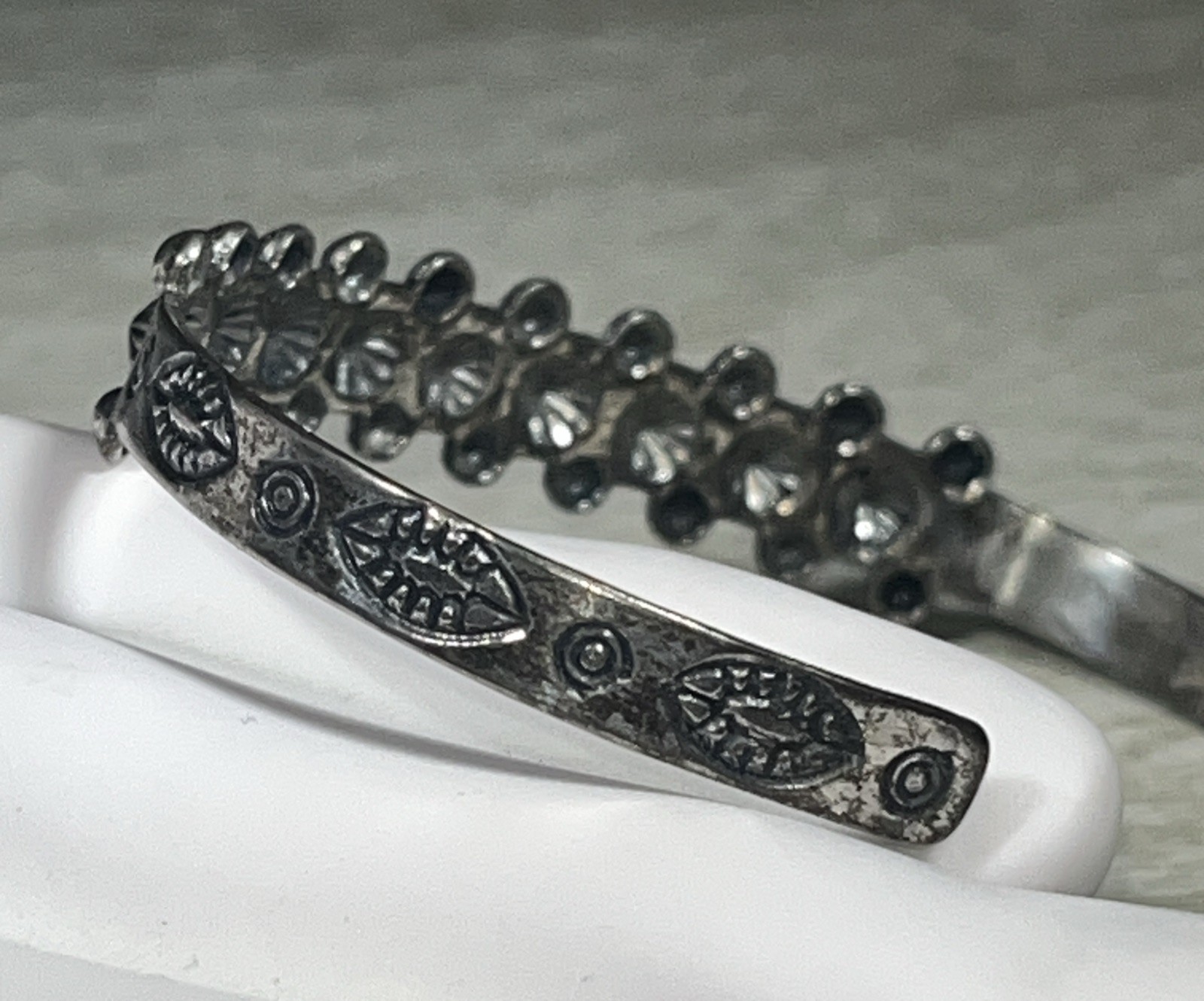 Vintage Fred Harvey Style Tourist Nickel Silver Cuff Bracelet