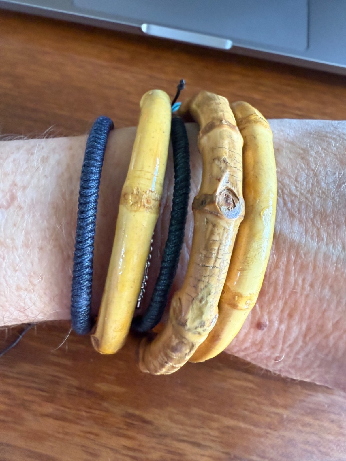 VINTAGE REAL NATURAL Bamboo Bangle Bracelets SET OF 3