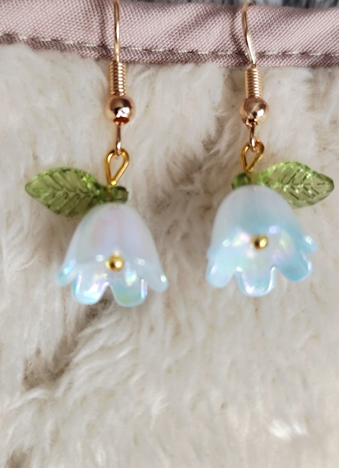 Cute Gradient Blue Lily of the Valley Flower Dangle/Drop Earrings