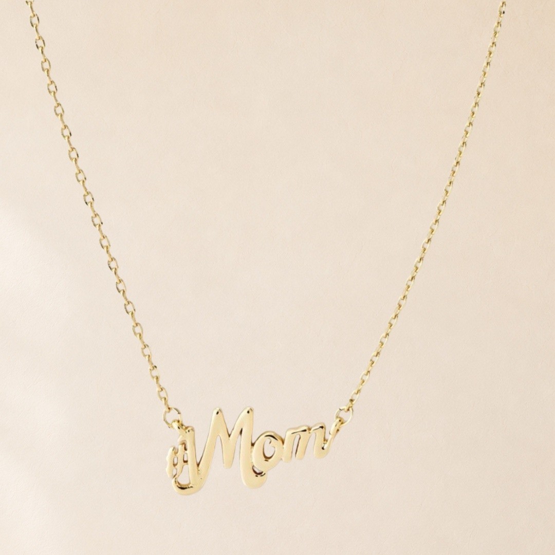 A New Day 14k Gold Dipped #1 Mom Script Pendant Necklace 16in + 3in Extender