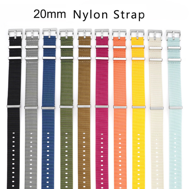 20mm Sport Bracelet Watch Strap Retro One-Piece Long Watchband Weave Nylon Bands
