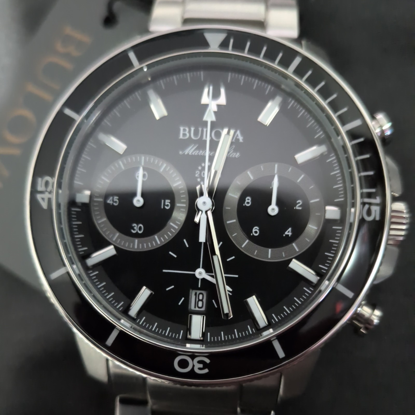 Bulova Marine Star Series C 96B272 Black Dial Chronograph Men Quartz Watch 45MM