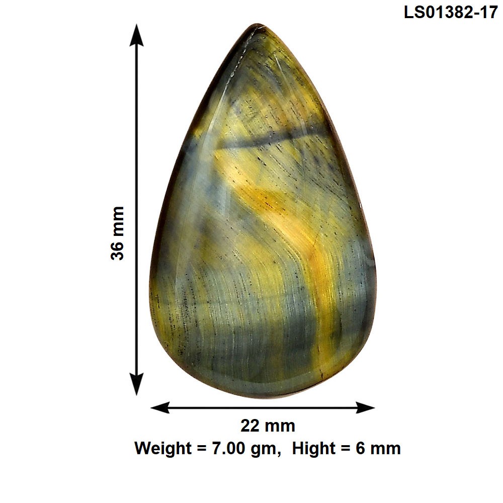 Natural Blue Tiger Eye 36x22x6 mm Pear Shape Polished Loose Gemstone LS01382-17