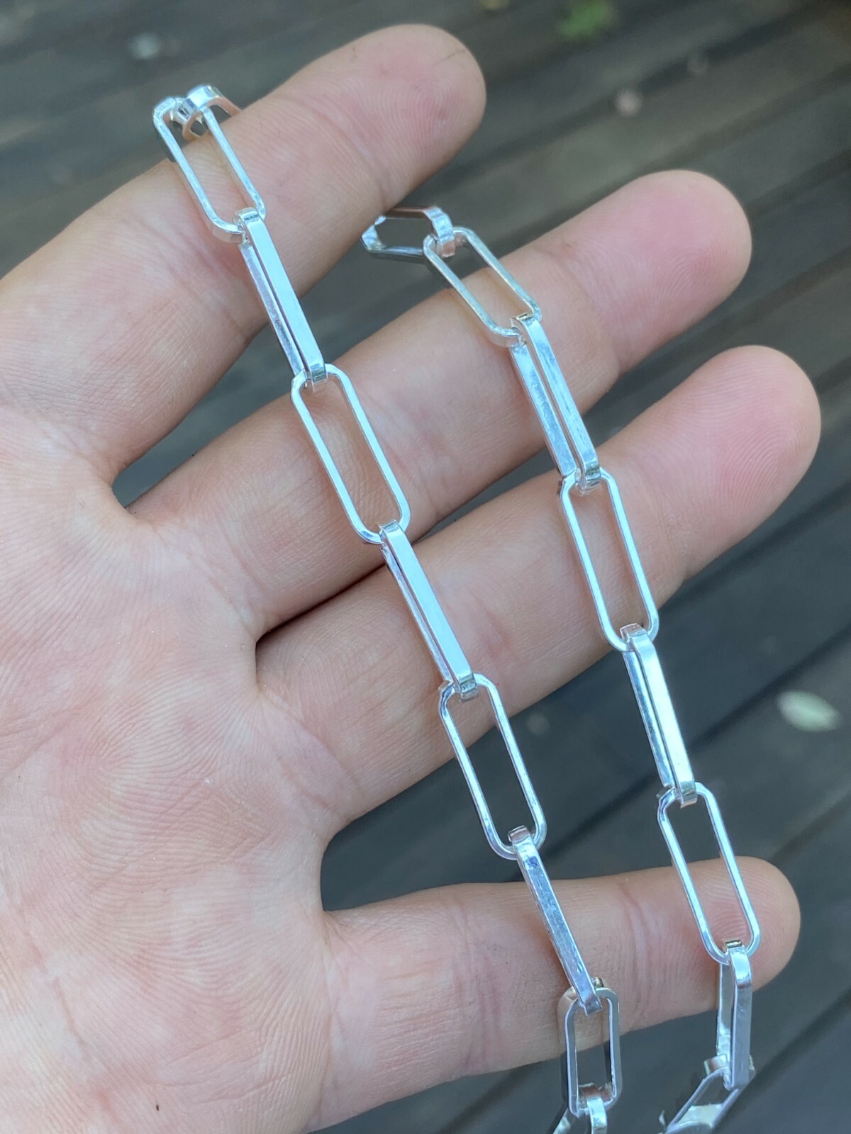 Solid 925 Sterling Silver Paperclip Chain Or Bracelet Large 7mm Necklace Italy