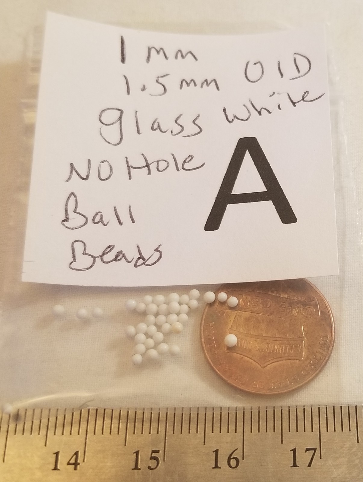 Vtg No Hole Mix White Glass & Plastic Ball Bead Jewelry Repair Craft Rhinestone