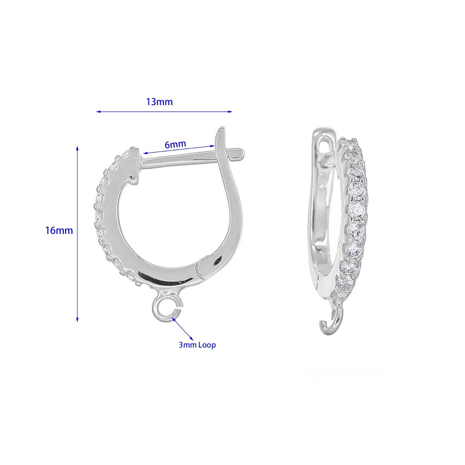Fine Sterling Silver CZ Leverback Earring Hook Connector #99519