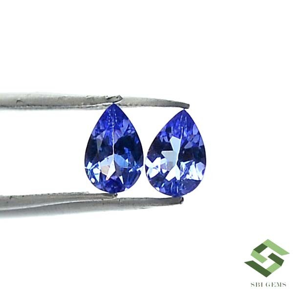 6×4 mm Certified Natural Tanzanite Pear Excellent Cut Pair 0.82 Cts Loose Gems