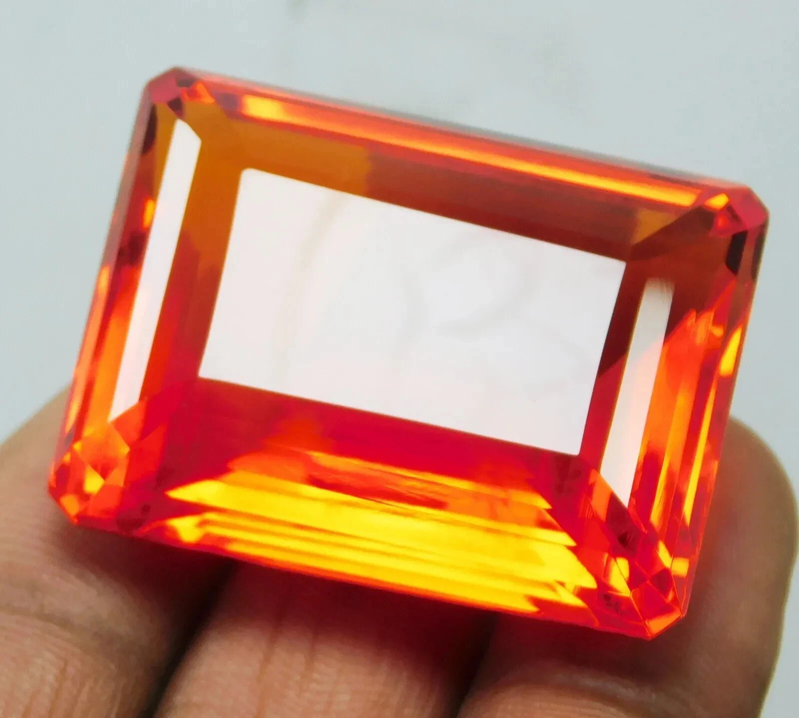 Natural Orange 300 Ct Brazilian Topaz Emerald Cut Loose Gemstone AGL Certified