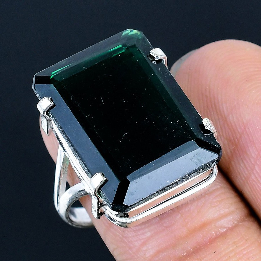 Diopside Handmade 925 Sterling Silver Jewelry Ring US Size 8