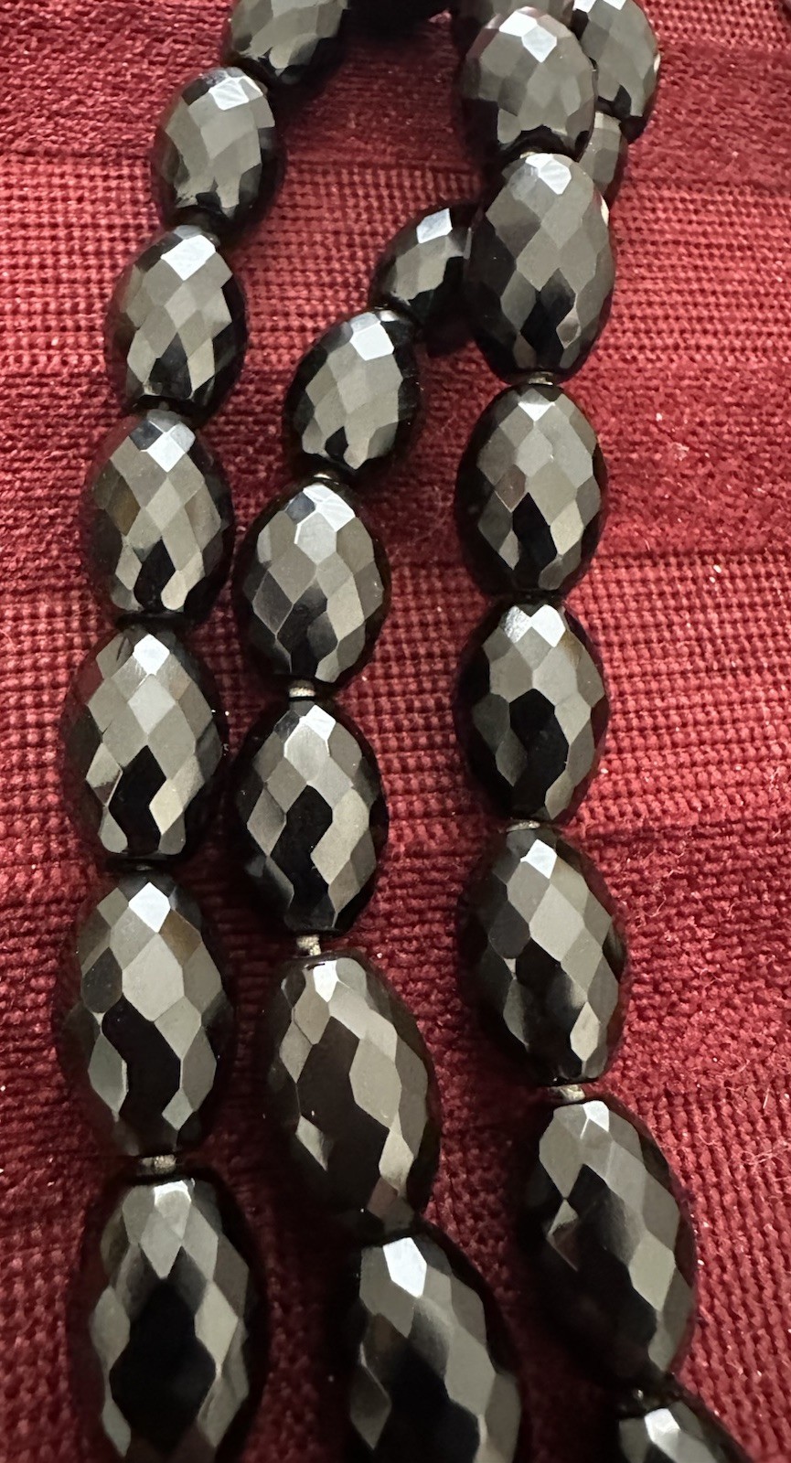Simon Alcantara Faceted Black Bead Cube Quartz Clear Strand Statement Necklace