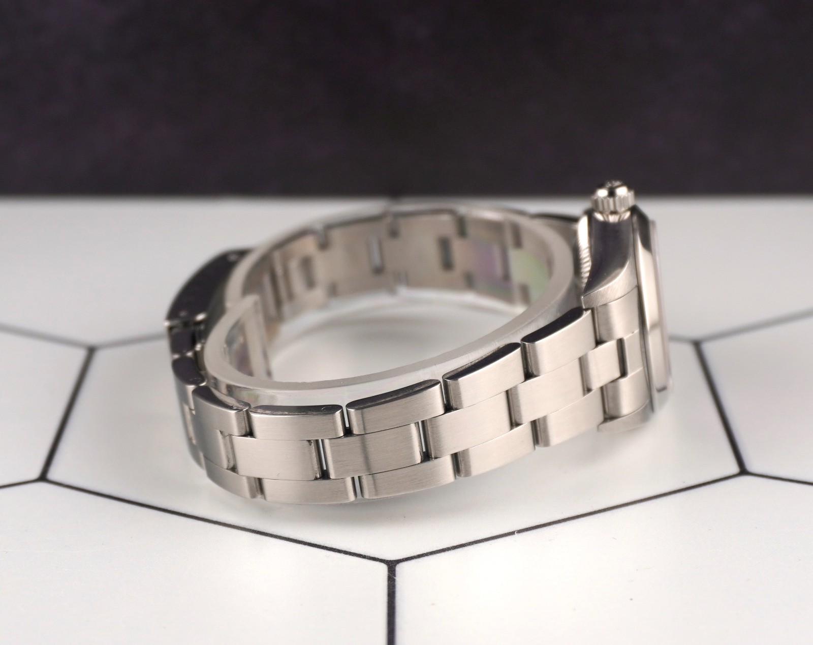 Rolex Oyster Perpetual 25mm Steel Pink Diamond Dial Smooth Oyster Ladies Watch