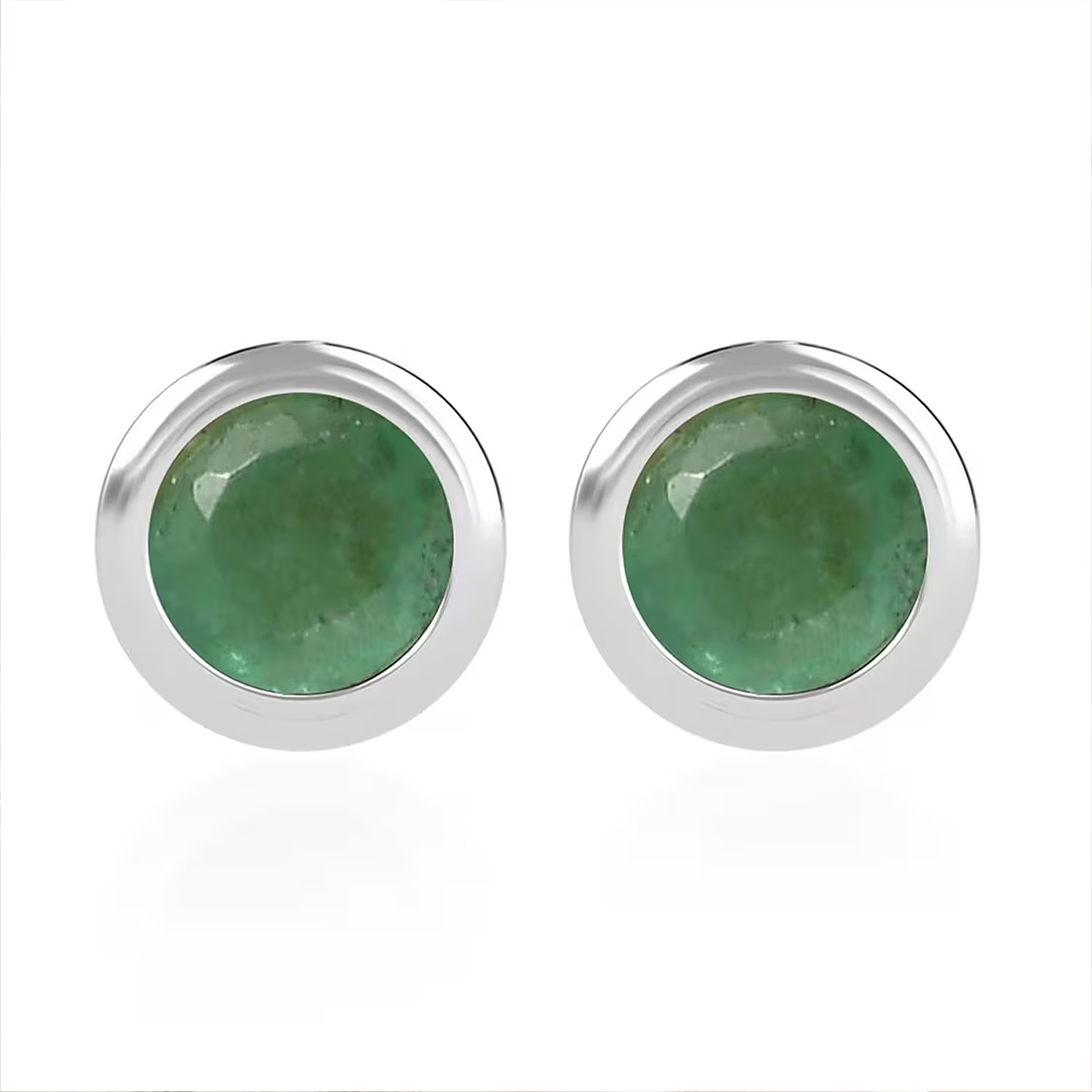 D’Joy Poke Free Kagem Zambian Emerald 0.50 ctw Stud Earrings in Rhodium Plated