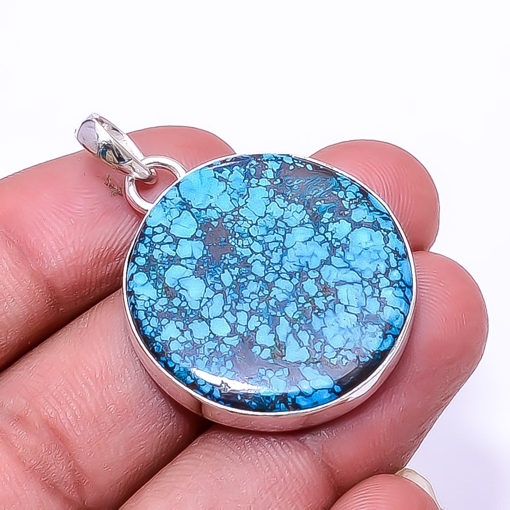 Magnesite Turquoise 925 Sterling Silver Pendant 1.56″ P7, Christmas Gift