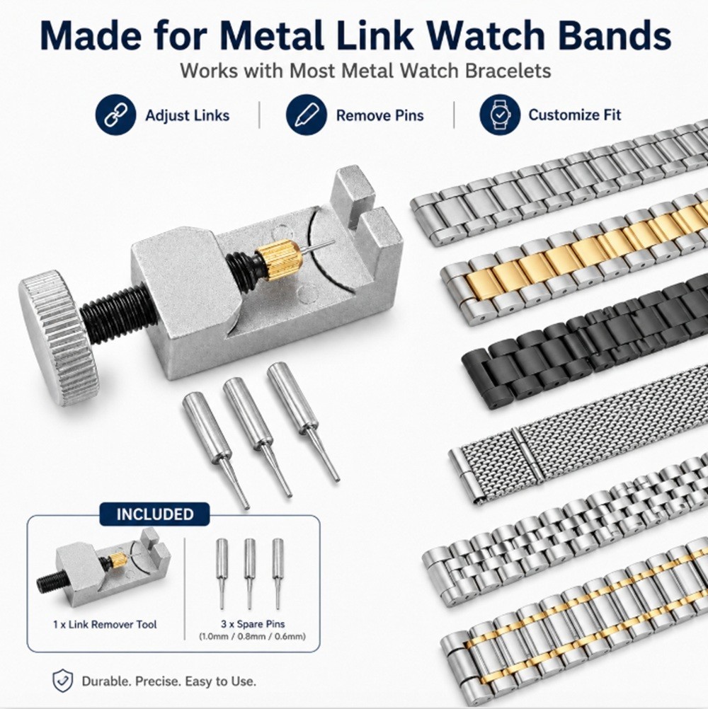 Watch Band Link Pin Remover Adjustable Bracelet Repair Tool Kit Metal Watch