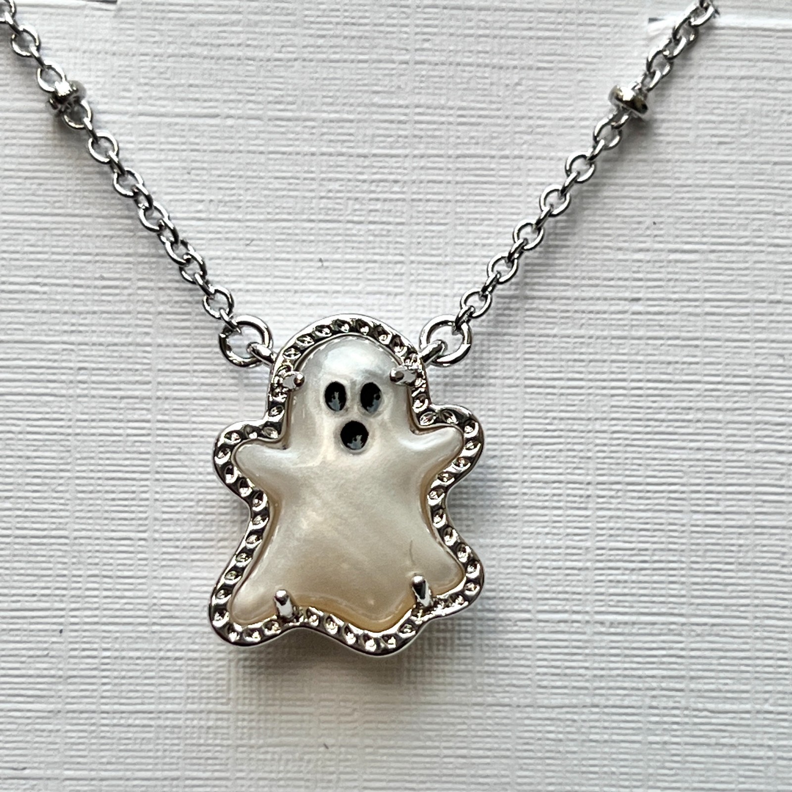 Kendra Scott Mother of Pearl Ghost Reversible Pendant Rhodium Silver Necklace