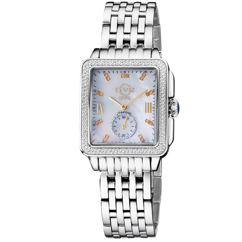 GV2 by Gevril Women’s 9258B Bari MOP Dial Swiss Quartz Stainless Steel Watch