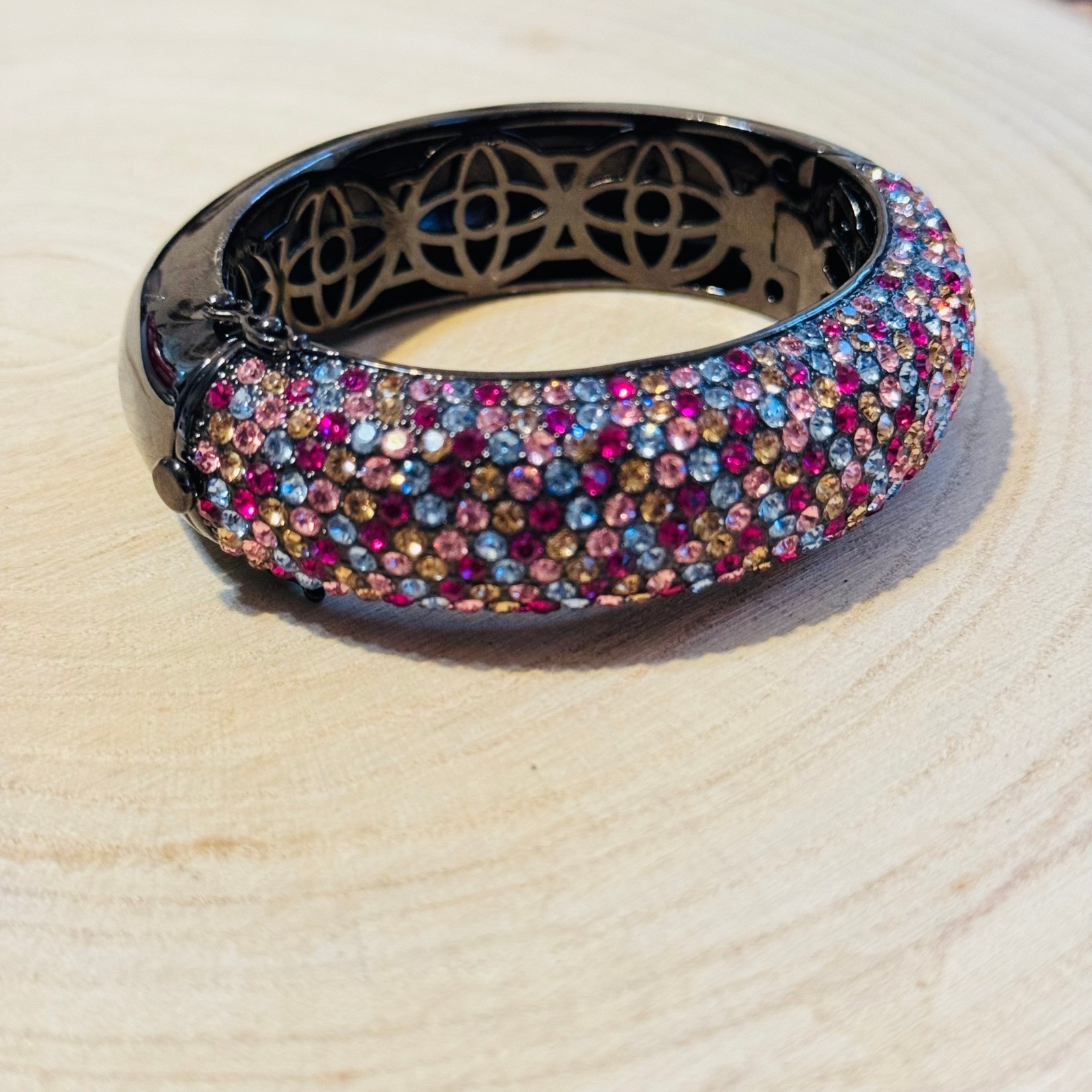 Joan Boyce Pave B Bangle Bracelet Crystal jeweled colorful pastels Statement