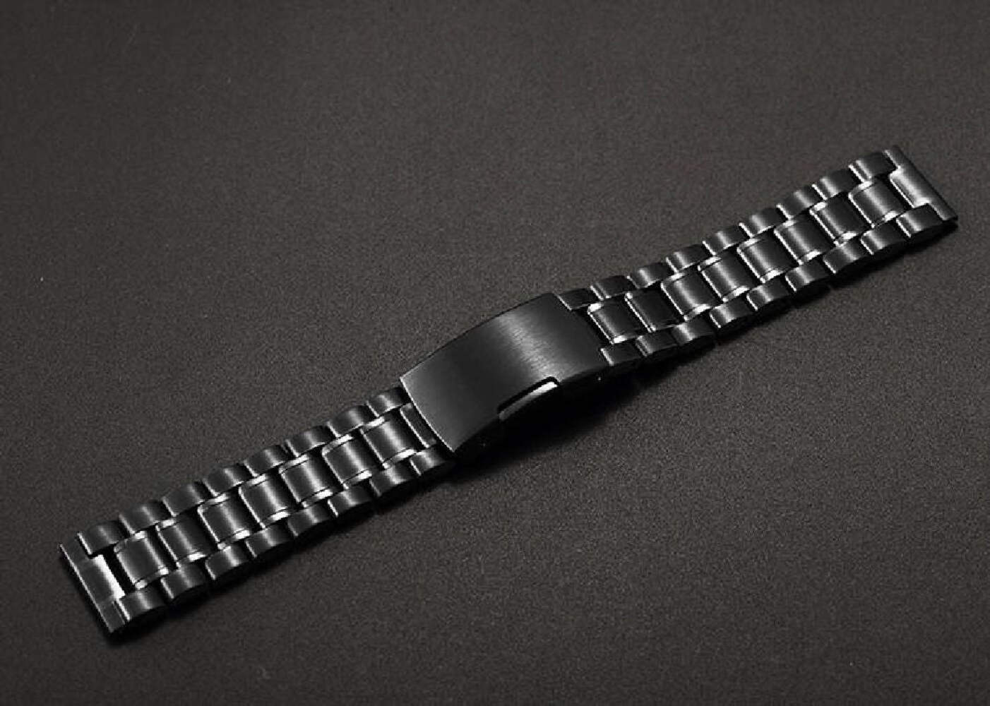 Stainless Steel Metal Links Bracelet 19mm 21mm 23mm 26mm Black Watch Band #5016