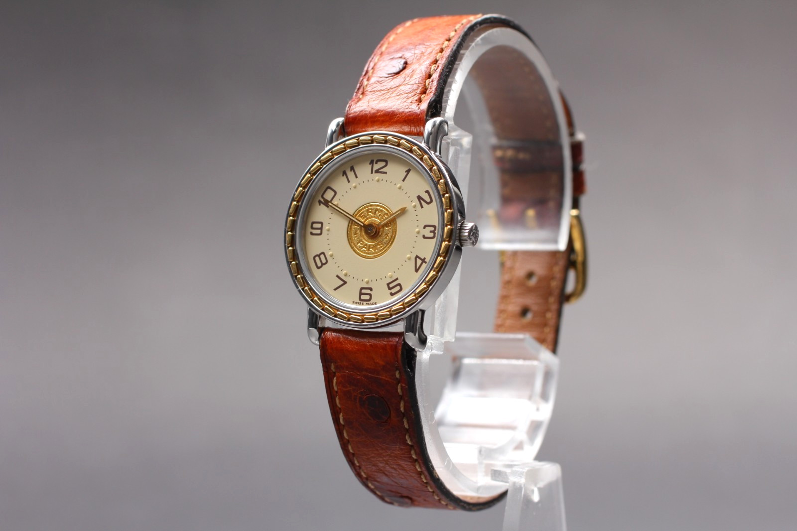 [NEAR MINT] Vintage HERMES Serie Sellier Gold 24mm Swiss Qz Womens Watch JAPAN