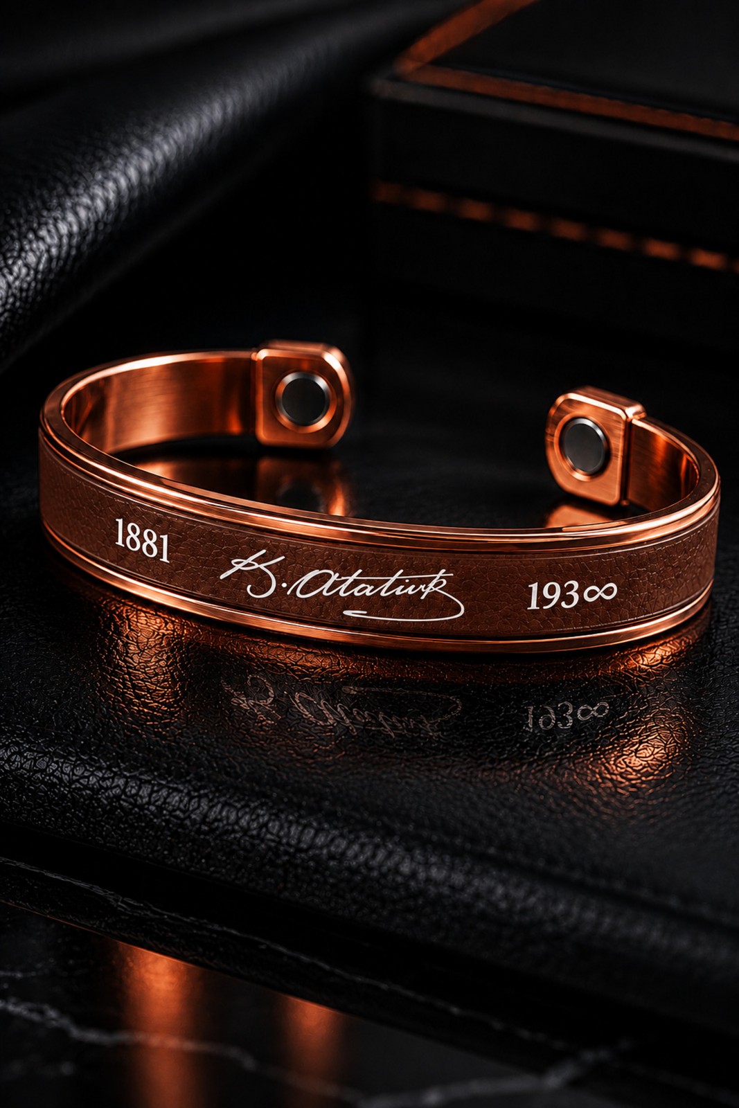 Atat�rk �mzal� Copper Bracelet 1881-193? Engraved Unisex Adjustable M�knat�s